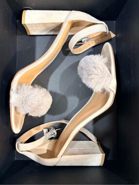 Banana Republic Bare High Bloc Faux Fur Heels | Size 8